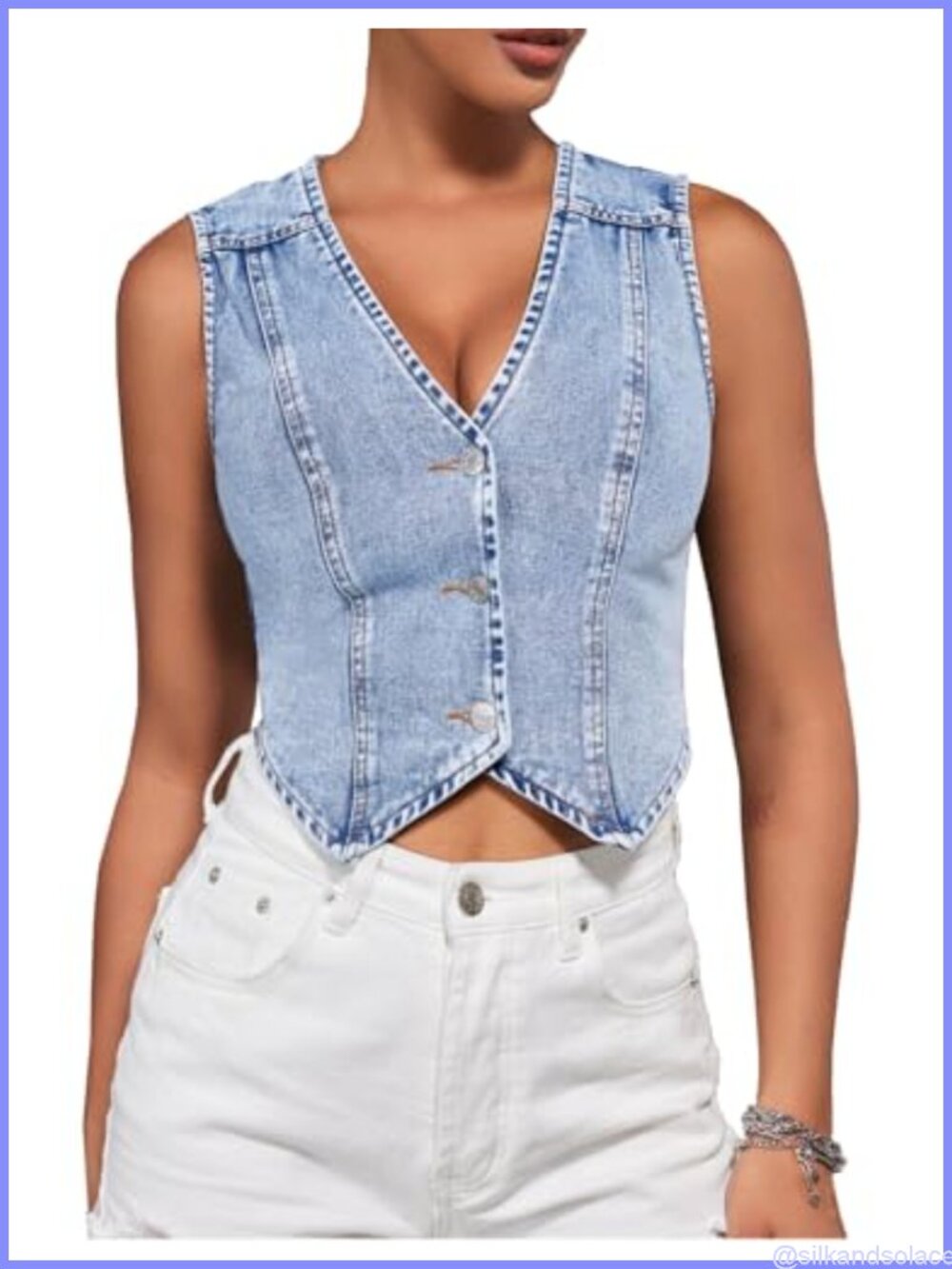 Y2K Jean Vest Sleeveless Denim Waistcoat Country Western Top